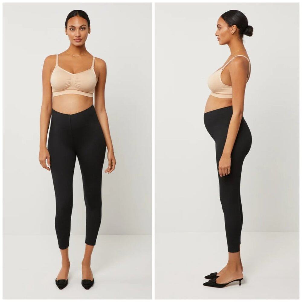 A Pea in the Pod Ponte Maternity Leggings Black SIZE M Thick Compression NWT